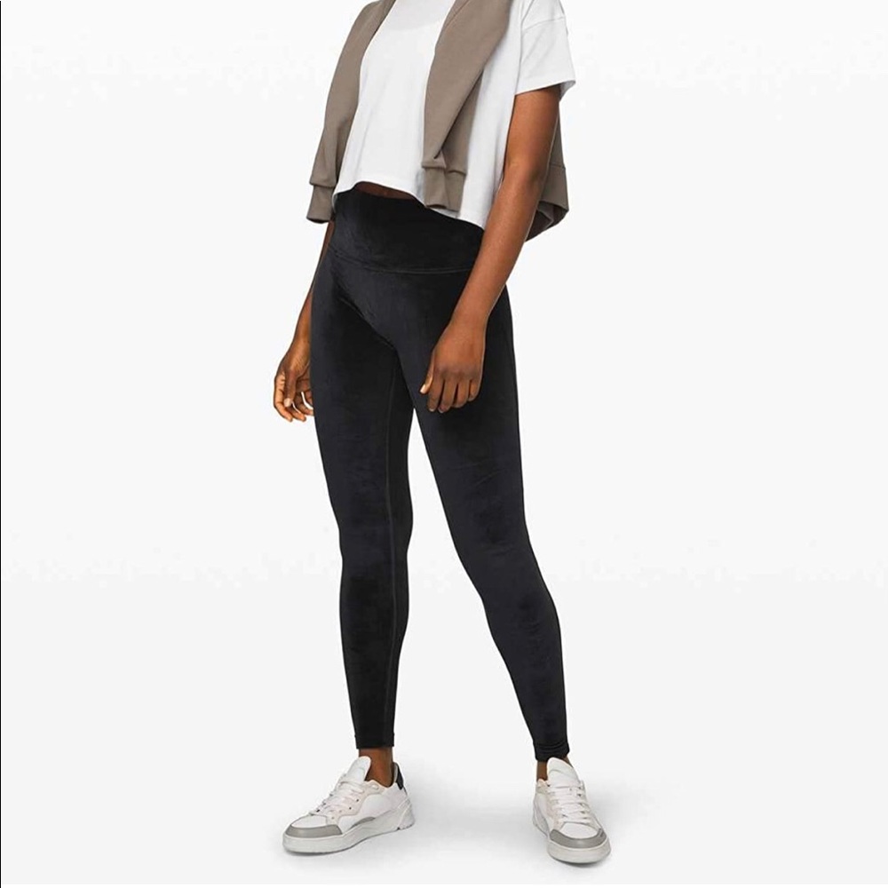 Lululemon Wunder Black Velvet Leggings RARE